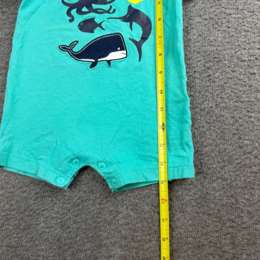 Carter's Romper Baby‎ 6 Months Teal Navy Blue Whale Octopus Nautical One Piece